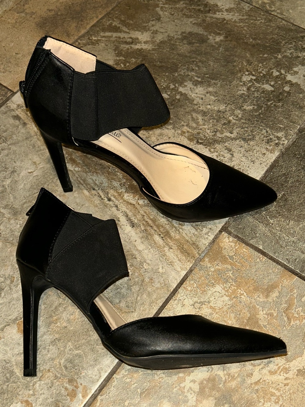 Anne Michelle Steppup Pointed Toe Stiletto Heels Elastic Ankle Band Sz 8
